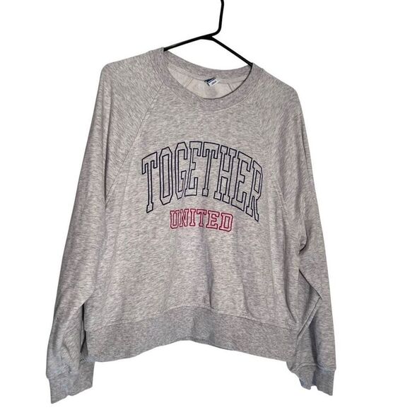 Old Navy Heather Together United Crew Neck Raglan Sweatshirt Gray Size Large - Picture 1 of 6